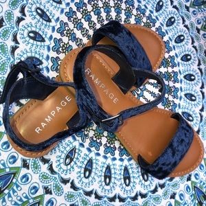 Size 7.5 blue velvet strapped Rampage sandals